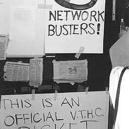 "Network Busters" Poster at HSV7 workers strike, April 1987.