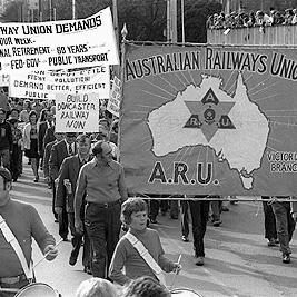 May Day, 1975 - Australian Railways Union banner