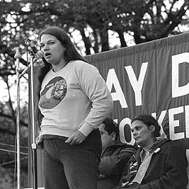 Cheryl Buchanan at the May Day rally, 1982.