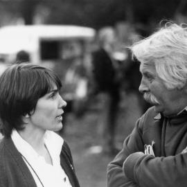 Sandra Bloodworth and Willy Warbeke at the May Day rally, 1982.