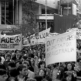 Anti-Fraser government demonstration - banners.