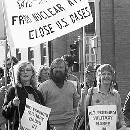 Jean McLean, Kevin Healey and Joan Coxsedge at the May Day rally, 1982.