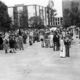 Protest at Malcolm Fraser's visit to Monash University, 1976