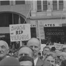 People Against Communism (PAC) rally in the Melbourne City Square.