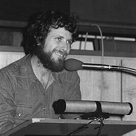 Jim Falk at Movement Against Uranium Mining meeting, 5th August 1977