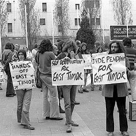 East Timor protest placards in the City Square.