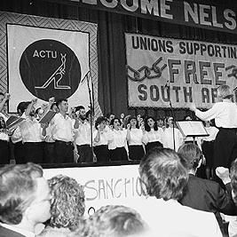 Victoria Trade Union Choir at Nelson Mandela's visit to Melbourne, 25th October 1990.