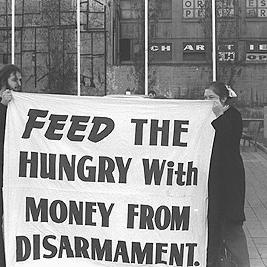 Hiroshima Day Banner: Feed the hungry - 4/8/74