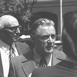 Vietnam Moratorium march : press conference, January 1974 : Sam Goldbloom and Jim Cairns