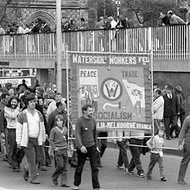 May Day 1974 ; banner supporting the PRG (People's Revolutionary Government of Vietnam)