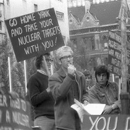 Anti-bases demonstration in the City Square - Bevan Ramsden(microphone)