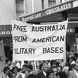May Day, 1982 - 'Free Australia' banner.