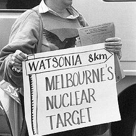 Marie Goonan at Pine Gap protest, 10th October 1987