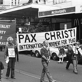 May Day, 1982 - 'Pax Christi' banner.