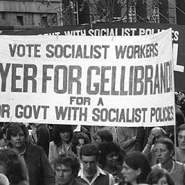 Anti-Fraser government demonstration - "Socialist Workers" banner.