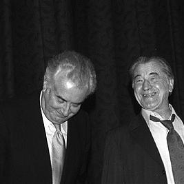 Gough Whitlam and Fred Betts at Defend the ABC meeting, Melbourne Town Hall, 23rd November 1976