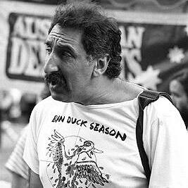 Louis Levy at the People for Nuclear Disarmament Palm Sunday Rally, April 1990.