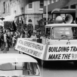 May Day march, 1974 ; banner of the building workers