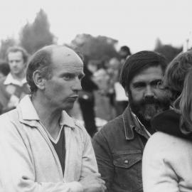 Peter Spyker and Paddy Garrity at the May Day rally, 1982.