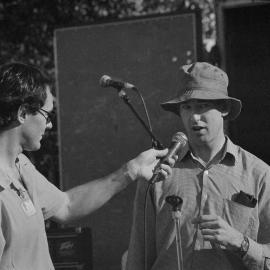 Gerry Connelly at HSV7 workers strike, April 1987.