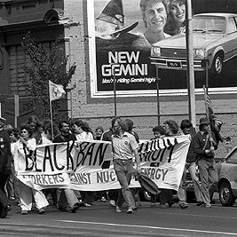 Anti Malcolm Fraser demonstration and march with banners.