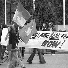 Vietnam war victory celebrations in the city square.