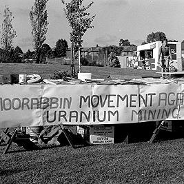 Moorabbin Mayor's Day - Movement Against Uranium Mining display and banner.
