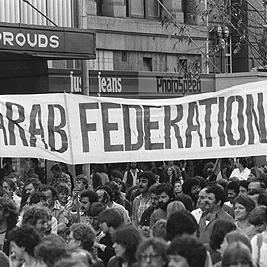 Anti-Fraser government demonstration - "Arab Federation" banner.