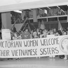 Women's delegation from North Vietnam arrives at Tullamarine.