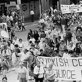 Marchers at the People for Nuclear Disarmament Palm Sunday Rally, April 1990.