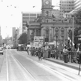 May Day march in Swanston Street Melbourne 1975