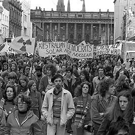 Banners at Movement Against Uranium Mining march, 3rd August 1978