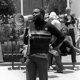 Simba Mumengegwi speaking at the International Human Rights Day rally