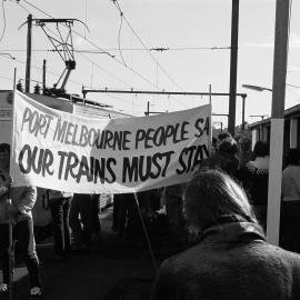 Public transport cuts protest - Port Melbourne banner.
