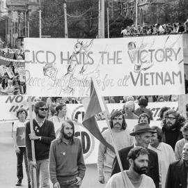 May Day march 1975 with Congress for International Co-operation and Disarmament banner
