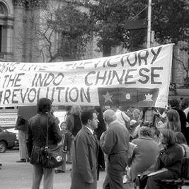 Vietnam war victory celebrations in the city square.