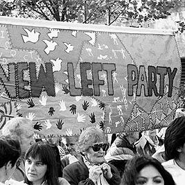 "New Left Party" banner at May Day rally, 1991.