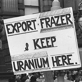 Banners at Movement Against Uranium Mining march, 3rd August 1978