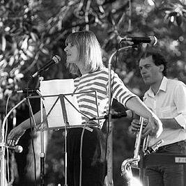 Judy Jacques (Musicians United for Safe Energy Options) at the People for Nuclear Disarmament (PND) rally.