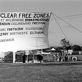 Moorabbin Mayor's Day - Movement Against Uranium Mining display and banner.
