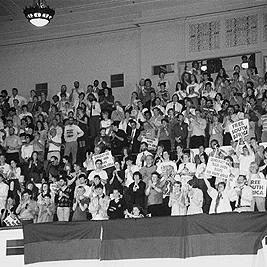 Supporters at Nelson Mandela's visit to Melbourne, 25th October 1990.