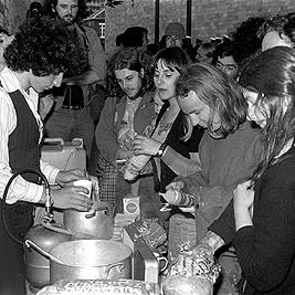 Unemployed Workers' Union soup kitchen outside the Arts Centre, 12 December 1978.