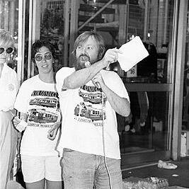 Kevin Healy at the Tram Conductors' Strike, December 1989.