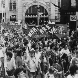 Protesters at Palm Sunday rally, April 1984.