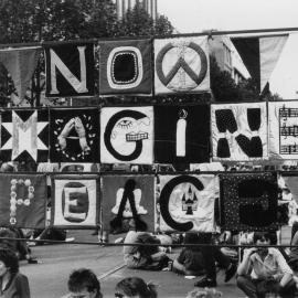 Quilt at Palm Sunday rally, April 1984.