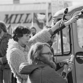 Pauline Mitchell at Stop Omega Campaign rally in Yarram, 14th August 1977