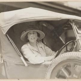 [Mabel Grimwade at drivers seat of] the new Fiat car