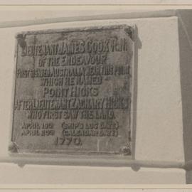 Plaque on Cook's monument at Cape Everard, Victoria