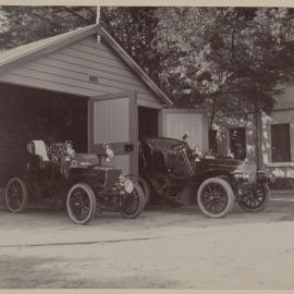 Cars and garage at Harleston, Caulfield, Victoria