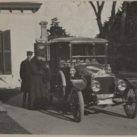 [Woman and car at] Miegunyah